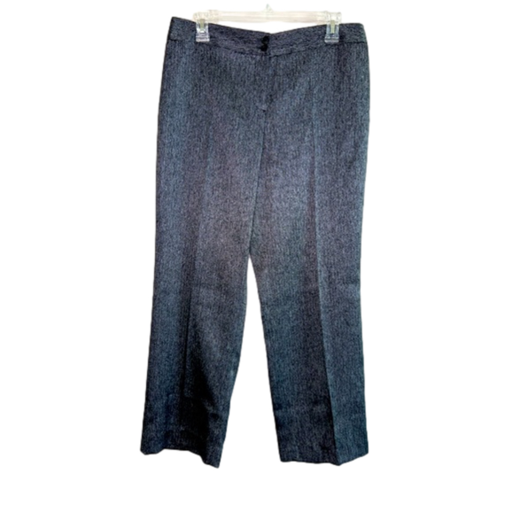 Anne Klein Womens Pants Sz 10 p Silver/Black Herringbone Straight Leg - Picture 1 of 6